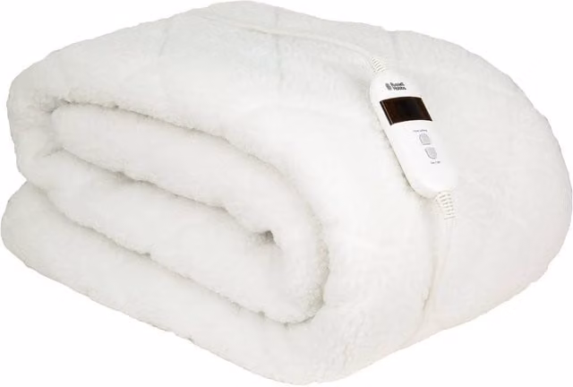 Russell Hobbs Luxury Sherpa Fleece Heated Single Fitted Underblanket, White, W/D/H: 90 x 190 cm