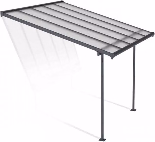 Palram Sierra Lean-to Patio Cover in Grey with Transparent Polycarbonate