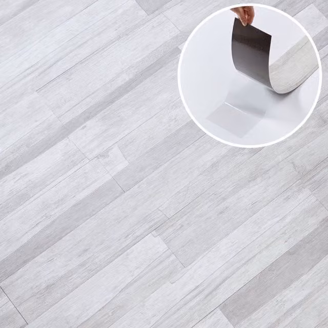 NOVECRAFTO Self Adhesive Wood Effect Vinyl Floor Planks in Grey and White, 20 Pack