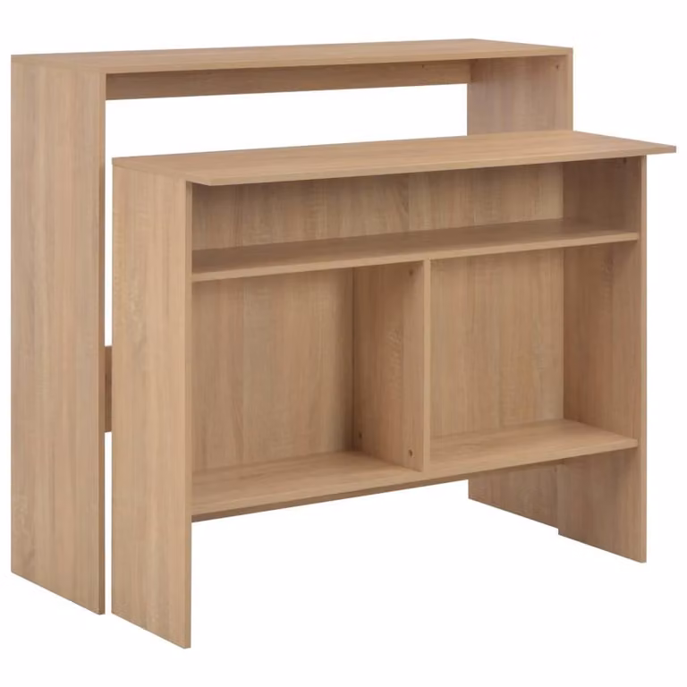 Berkfield Oak Home Bar Table with 2 Table Tops in Beige, W/D/H: 130 x 40 x 120 cm