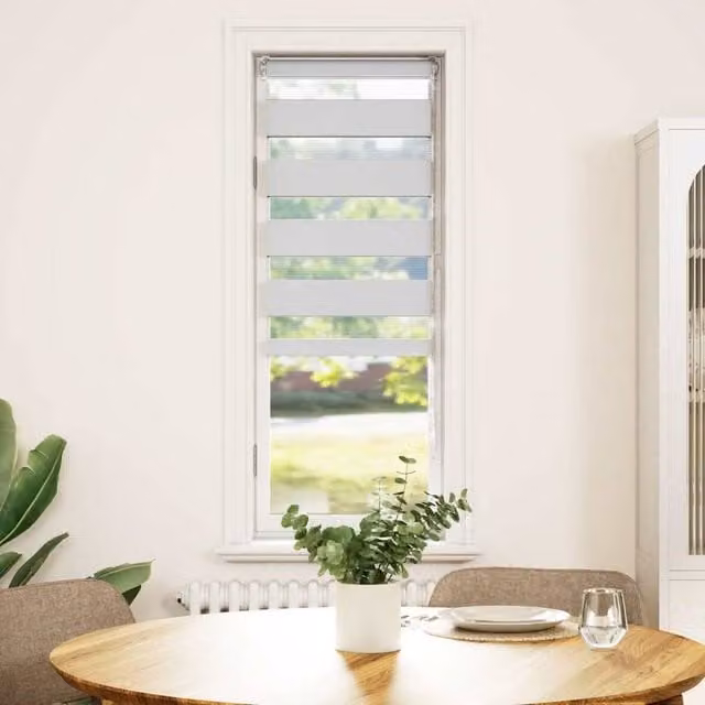Berkfield Home White Zebra Day and Night Blind with Polyester Fabric, W: 40 cm, H: 150 cm