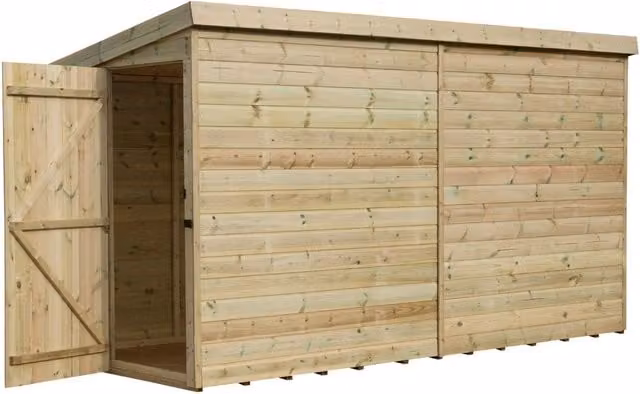 Empire Sheds Green Wood Pent Garden Shed with Single Door W: 304.8 cm, D: 122.0 cm, H: 40.0 cm