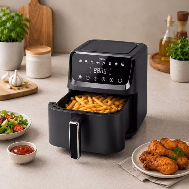Keplin 4.5L Digital Air Fryer in Black with 8 Preset Menus and Precise 80-200°C Temperature Control