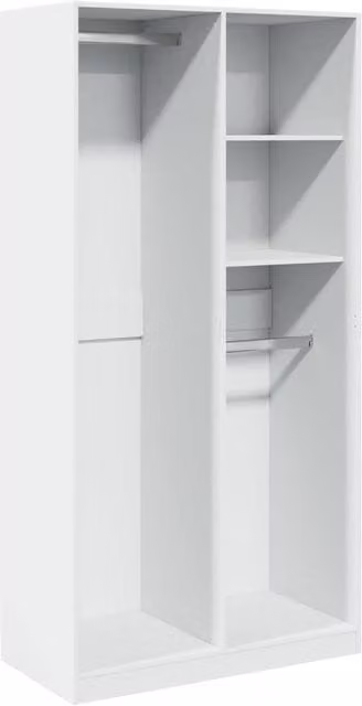 Berkfield Home White Minimalist Wardrobe with Hinged Doors, W/D/H: 100 x 50 x 200 cm