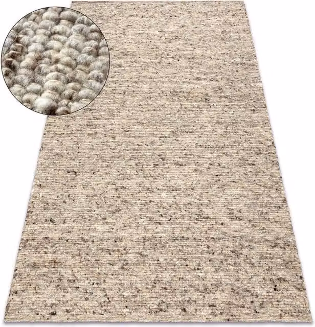 RugsX Nepal Woven Wool Rug in Beige, W: 100 cm, D: 60 cm
