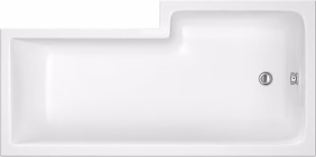Balterley Asymmetric Left Hand L Shape Acrylic Shower Bath Tub with Leg Set, White, W/D/H: 149.8 x 85.5 x 40 cm