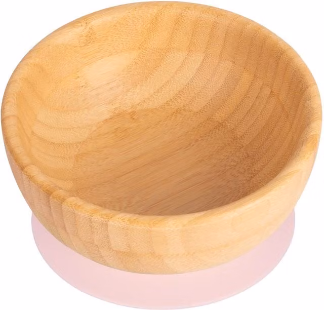 Tiny Dining Children's Bamboo Suction Cereal Bowl in Pink