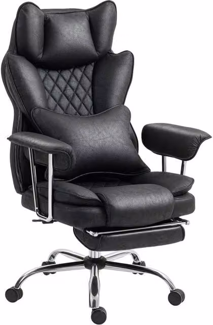 Rolipo Black Reclining Leathaire Executive Office Chair with Lumbar Support and Headrest