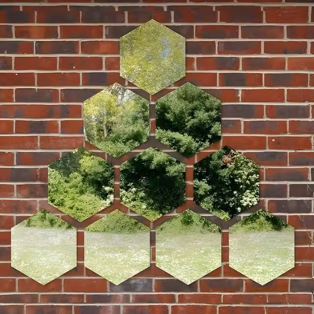 Primrose Hexagonal Geometric Outdoor Wall Mounted Acrylic Mirror in Silver