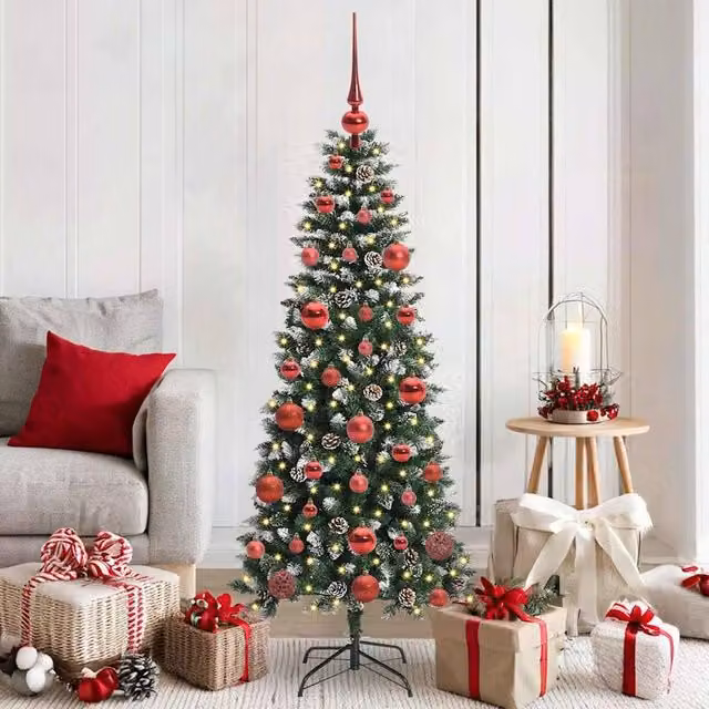 Berkfield Home Green Artificial Christmas Tree with 150 LEDs, H 150 x W 66 x D 66 cm