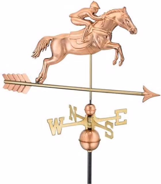 Good Directions Farmhouse Copper Jumping Horse Weathervane in Bronze and Brown, H 94 x W 85 x L 44 cm