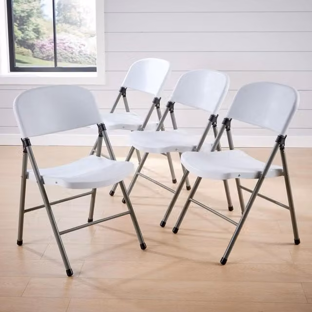 Home Source Set of Four Folding Trestle Chairs in White