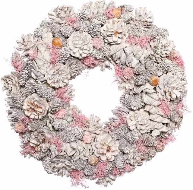 Dibor Pink and Silver Pinecone Christmas Wreath, Diameter: 38 cm