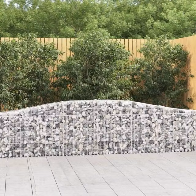 Berkfield Home Arched Gabion Baskets, 2 Piece Set, Silver Galvanised Steel, W: 400 cm, D: 30 cm, H: 60-80 cm