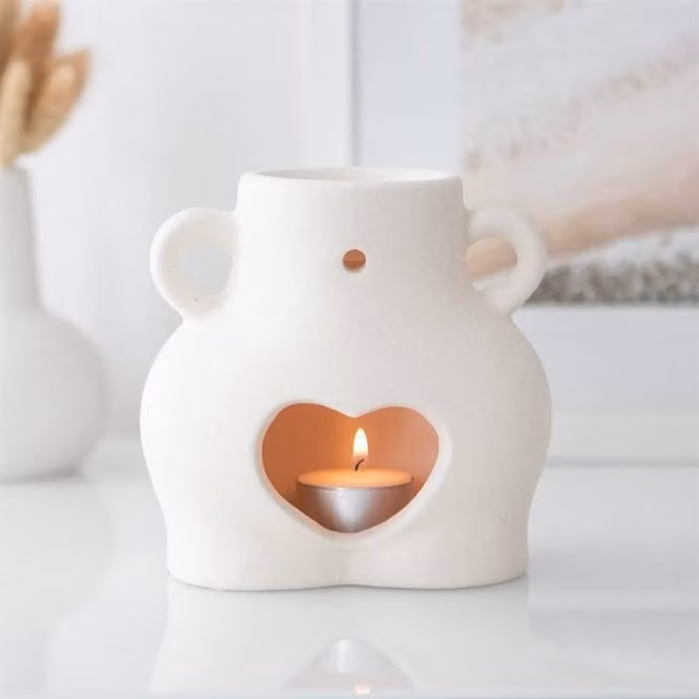 Uniqueful Cream Speckle Ceramic Bum Oil Burner in Beige