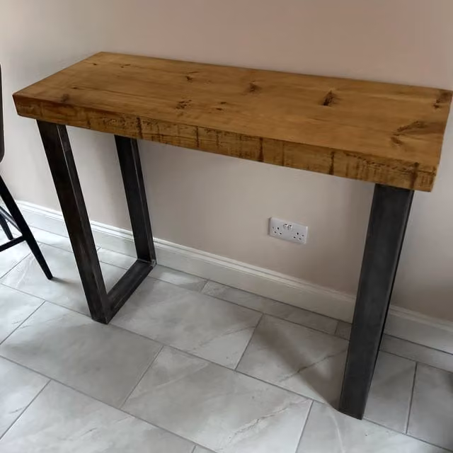 Rugger Brown Jacobean Rustic Wood Breakfast Bar, W: 120 cm, D: 60 cm