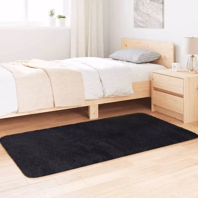 Berkfield Home NAVARRA Shaggy High Pile Rug, Black, W: 80 cm, D: 150 cm