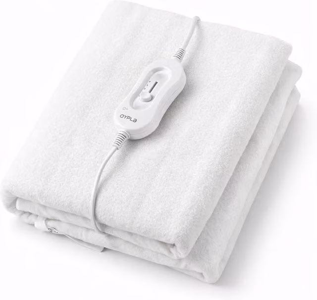 Oypla Machine Washable King Size Electric Heated Blanket in White, W/D/H: 180 x 200 cm