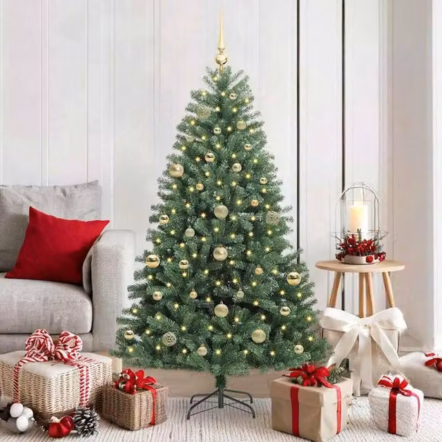 Berkfield Home Green Artificial Hinged Christmas Tree, Height: 150 cm
