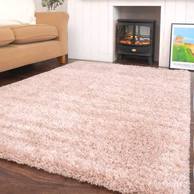 Kukoon Super Soft Shaggy Rug in Blush Pink, W: 160 cm, L: 230 cm