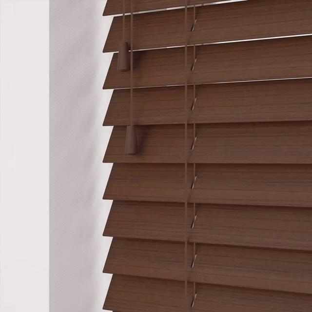 NewEdgeBlinds Fine Grain Faux Wood Venetian Blinds with Cord, Brown, Width: 70 cm