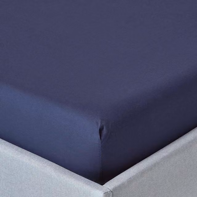 Homescapes 200 Thread Count Egyptian Cotton Percale Fitted Sheet, Blue, 200 x 200 cm