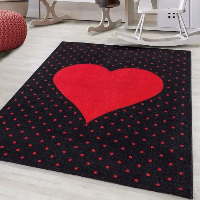 Bravich LTD Kids Heart Rug, Bambi Design in Red, W: 120 cm, L: 170 cm