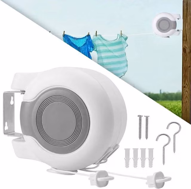 SPETLEK Retractable Double Washing Line, 30m, White