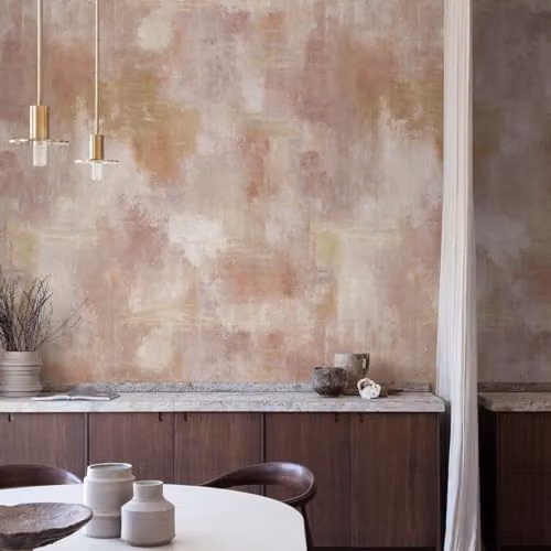 Grandeco Abstract Texture Distressed Concrete 3 Lane Repeatable Textured Wallpaper Mural in Pink and Brown, W: 280 cm, H: 159 cm