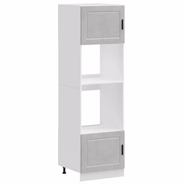 Berkfield Home Porto Set of 2 Freestanding Kitchen Appliance Housing Units in Matt Concrete Grey Engineered Wood