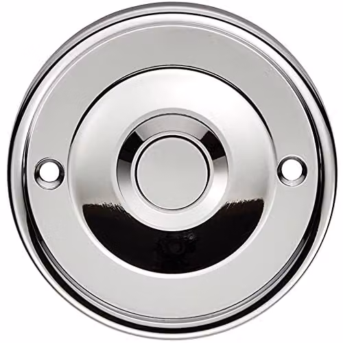 Loops Decorative Door Bell Cover Plate in Polished Chrome, Diameter: 65 mm, Depth: 7 mm
