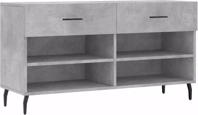 Berkfield Home Industrial Shoe Bench in Concrete Grey, W/D/H: 102 x 35 x 55 cm