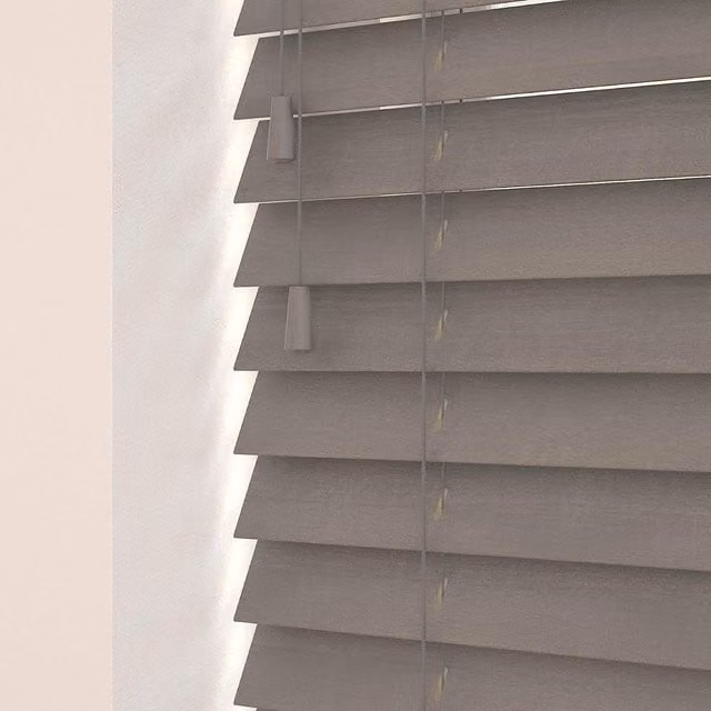 New Edge Blinds Grey Wooden Venetian Blinds with Cord, W: 90 cm, H: 120 cm