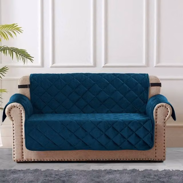 Velosso Matte Velvet Luna 3 Seater Sofa Protector in Petrol Blue