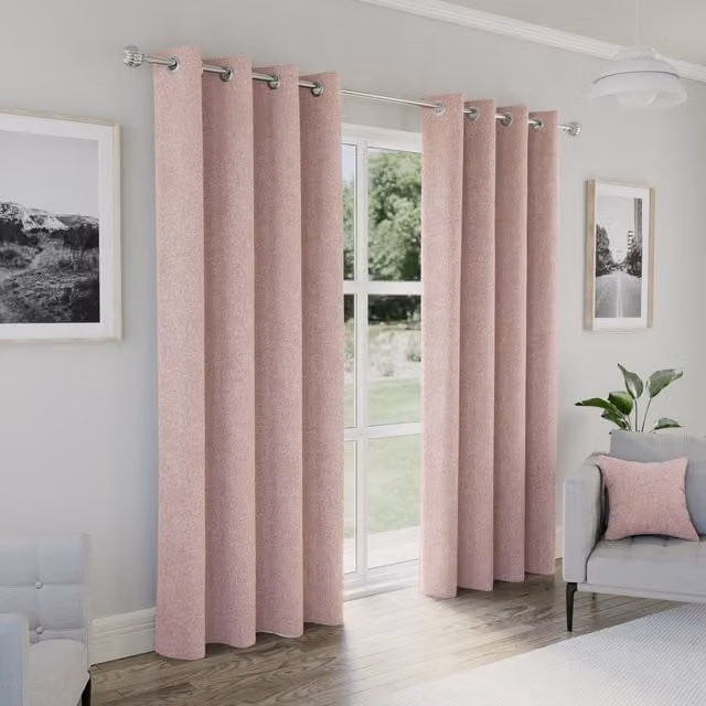 Enhanced Living Austin Blush Blackout Eyelet Curtains, Pink, W: 168 cm, H: 229 cm