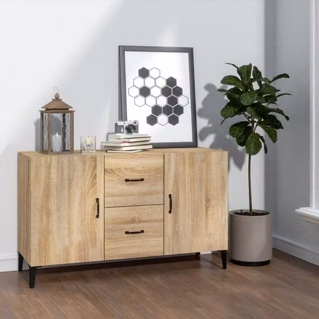 Berkfield Home Sonoma Oak Sideboard in Brown, W/D/H: 100 x 36 x 60 cm
