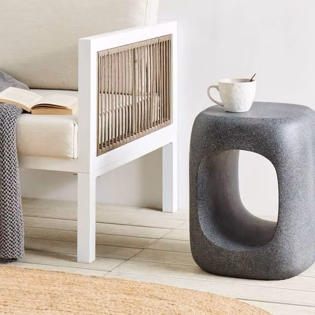 Wyld and Coco Grey Marble-Effect Accent Side Table, W/D/H: 33 x 33 x 33 cm