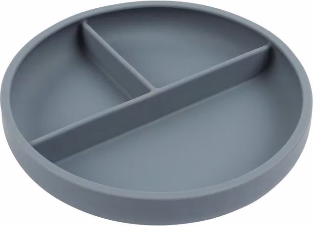 Tiny Dining Grey Silicone Divided Non-Slip Suction Plate for Toddler Weaning