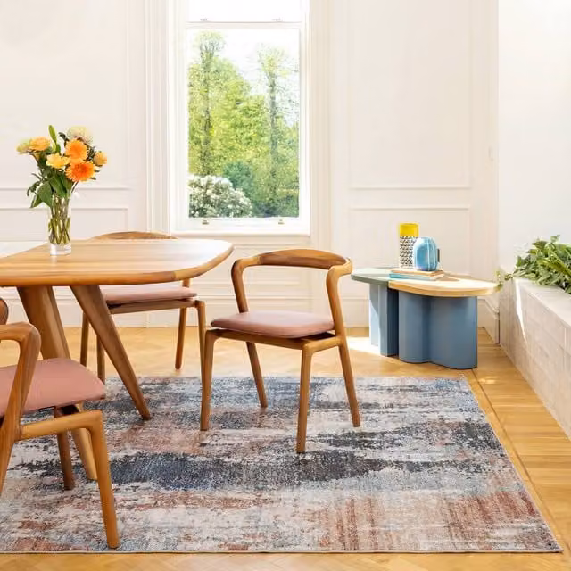 Kukoon Abstract Multi Colour Blue and Grey Machine Washable Soft Area Rug, W: 160 cm, D: 230 cm