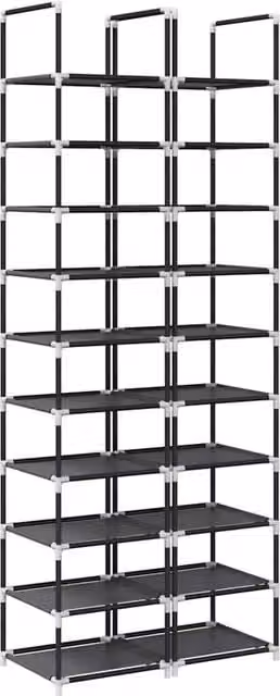 Berkfield Home 10-Tier Shoe Racks, 2 Pack, Black, W/D/H: 33 x 33 x 174 cm