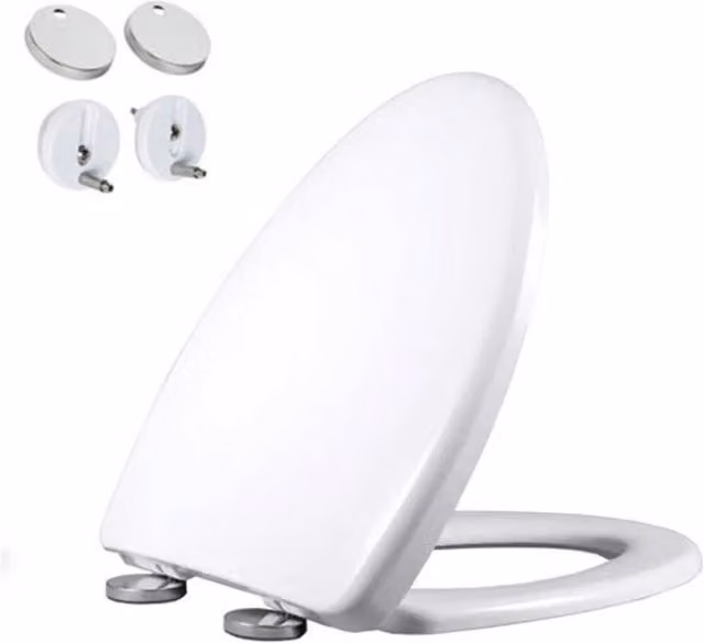 VOGREX Heavy Duty White Oval Soft Close and Quick Release Toilet Seat