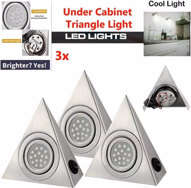 ATEK 3-Pack Dimmable LED Under Cabinet Lights with Motion Sensor, Silver Magnetic Stick-on Lights for Kitchen and Wardrobe