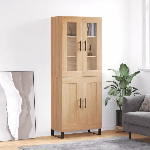 Berkfield Home Sonoma Oak Highboard in Brown, W: 69.5 cm, D: 34 cm, H: 180 cm