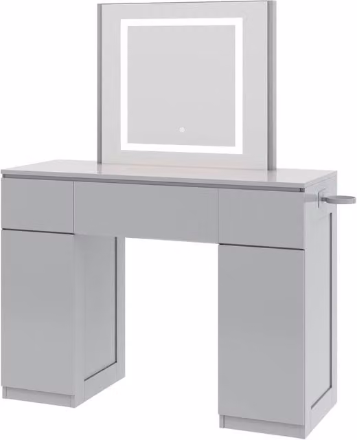 MCC Direct Toronto Grey Glossy Dressing Table with Adjustable LED Mirror