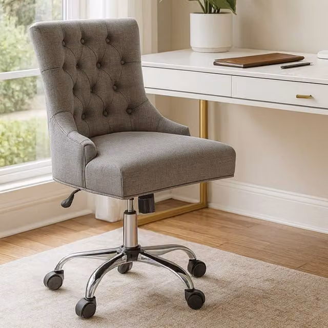 Orsina Grey Fabric and Metal Modern Executive Swivel Home Office Chair