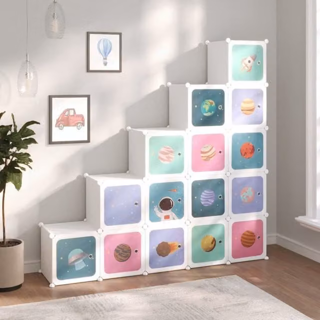 Berkfield Home White 15 Cube Storage Cabinet for Kids