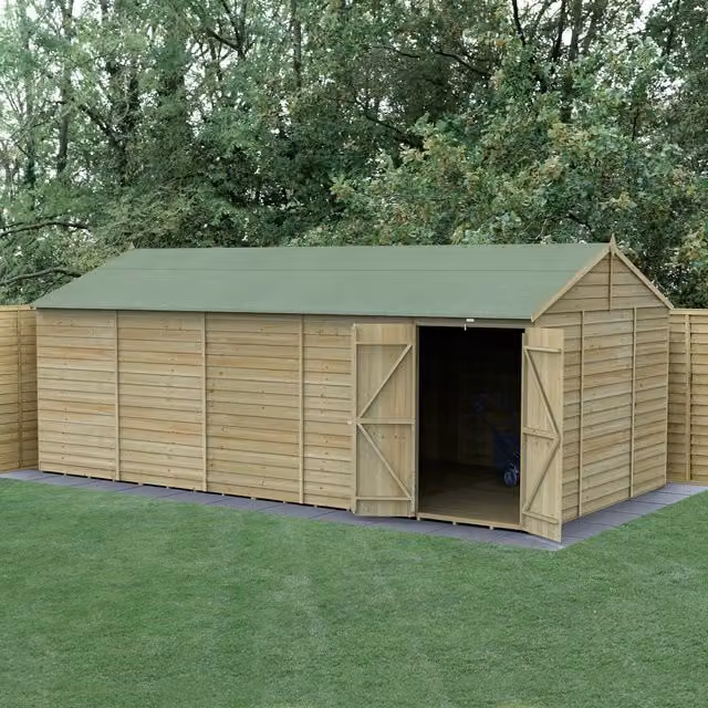 Forest Gardens 4LIFE Reverse Apex Lean-to Wood Shed with Double Doors and Floor in Brown