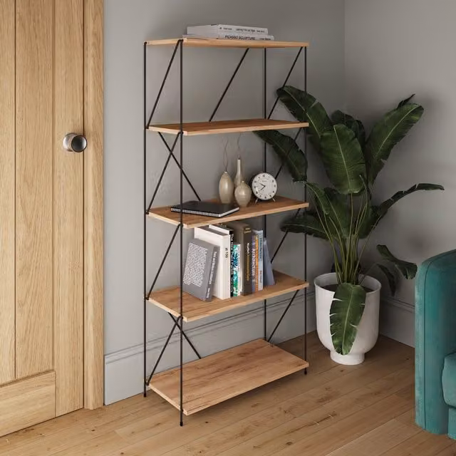 Timber Art Design Leyo 5 Tier Storage Rack in Oak and Black