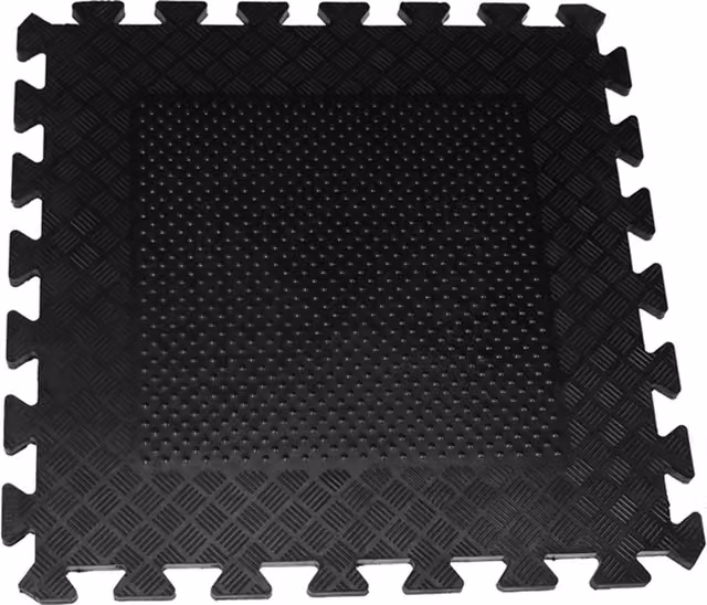 Actiasmat Heavy Duty Interlocking Rubber Gym Mats, Black, Set of 4, W/D/H: 50 x 50 x 1.2 cm