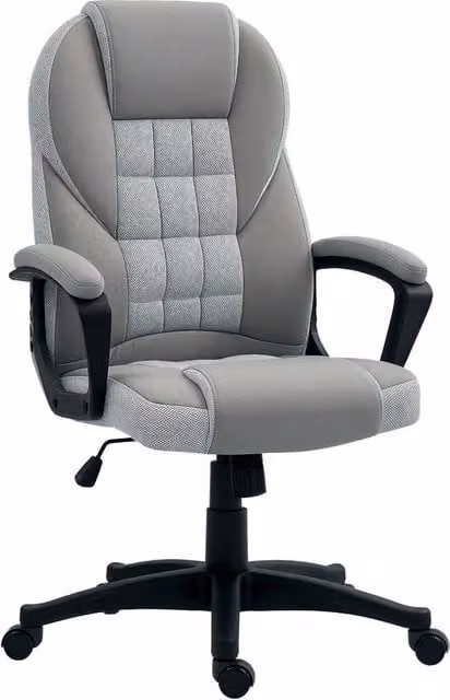 Rolipo Grey Faux Leather Swivel Task Chair with Armrests and Castors for Home Office